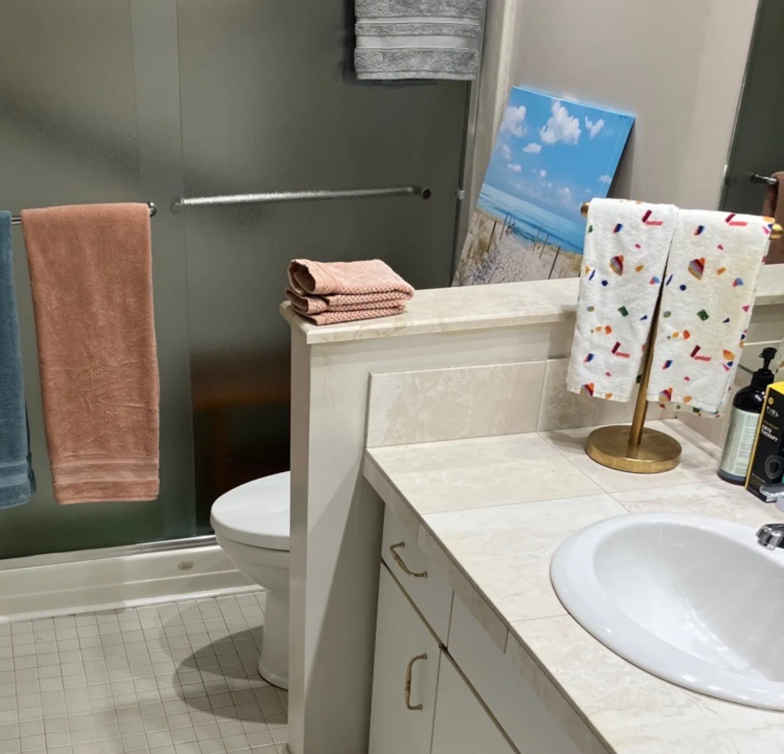 bathroom tub towels — cleaned by Verde Luxe Cleaning